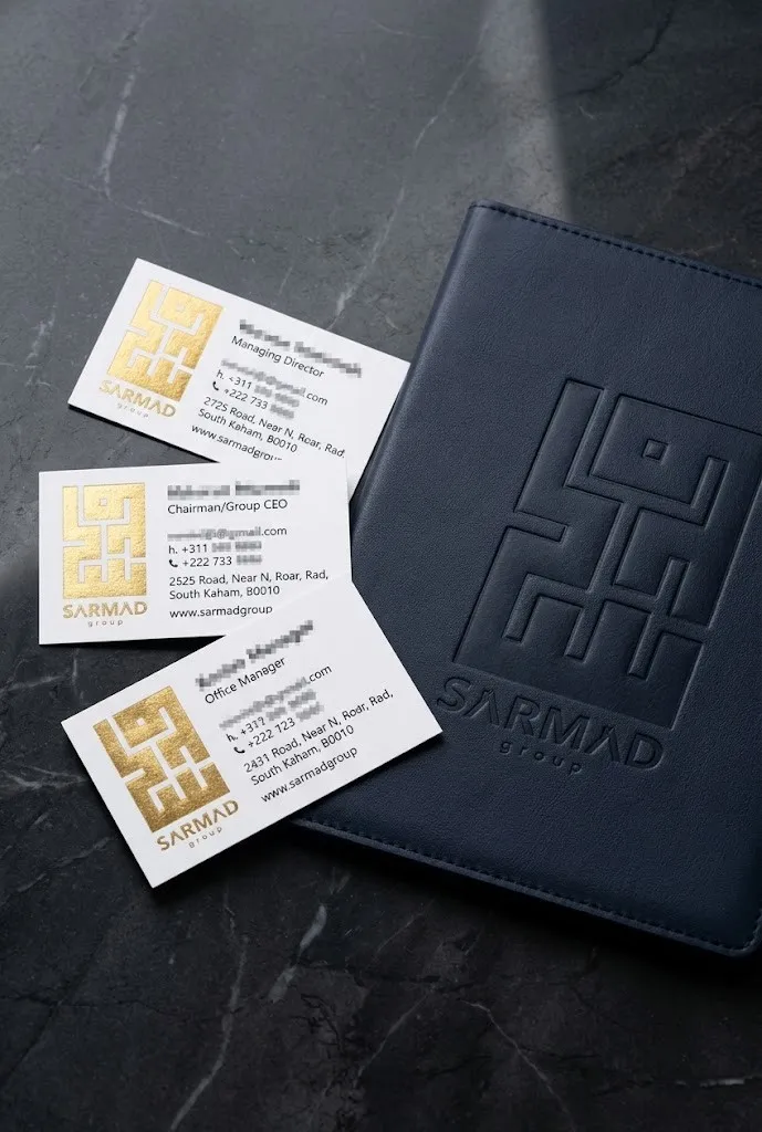 Sarmad gold-foil cards and embossed folder